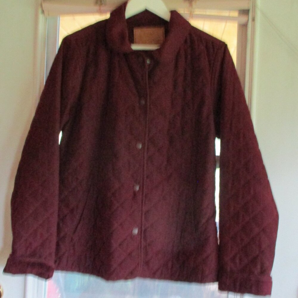 Woman's Outback Trading Company Quilted Burgandy Barn Coat with plush lining